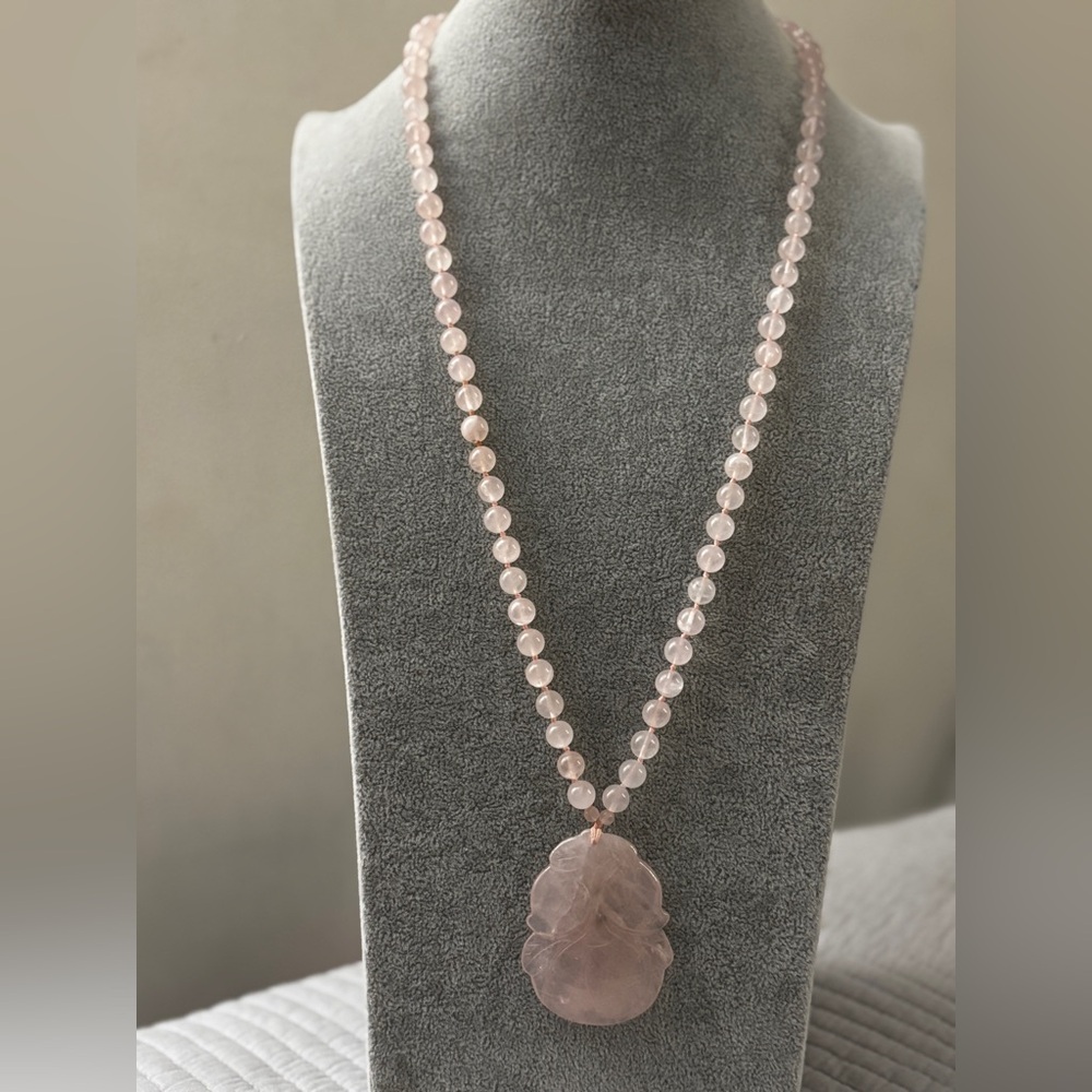 Vintage Rose Quartz Beaded Necklace